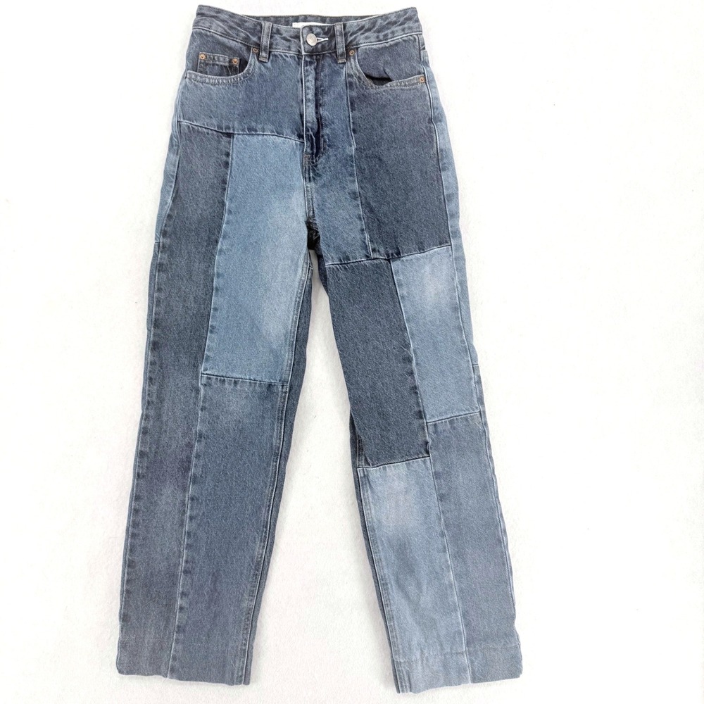 PacSun 90s Boyfriend Patchwork High Waisted‎ Straight Leg Jeans Blue Women 25